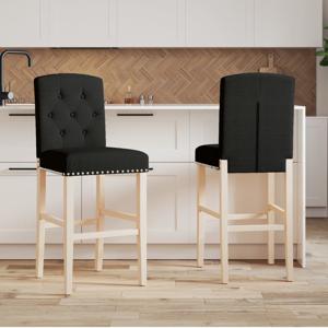 Barstoelen 2 st massief rubberhout en stof