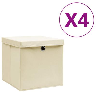 vidaXL Opbergboxen met deksels 4 st 28x28x28 cm crème