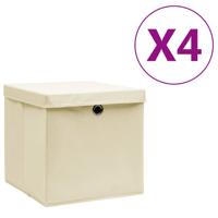 vidaXL Opbergboxen met deksels 4 st 28x28x28 cm crème