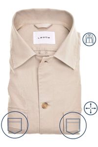 Ledȗb Modern Fit Overshirt lichtbruin, Effen