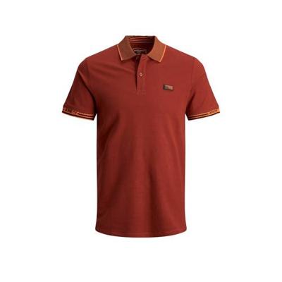 JACK & JONES CORE slim fit polo met contrastbies brique JACK & JONES CORE slim fit polo met contrastbies brique