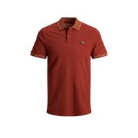 JACK & JONES CORE slim fit polo met contrastbies brique