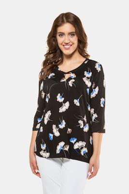 Ulla Popken Shirt, gingko dessin, 3/4 mouwen - Grote Maten
