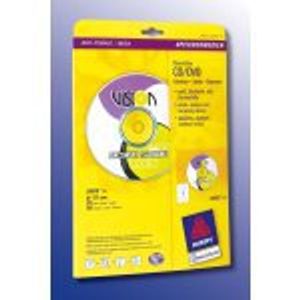 Avery-Zweckform L6015-25 CD-etiketten Ø 117 mm Papier Wit 50 stuk(s) Permanent hechtend Inkjet, Laser (zwart/wit), Laser (kleur), Kopiëren (zwart/wit),