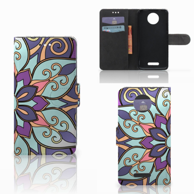 Motorola Moto C Plus Hoesje Purple Flower Motorola Moto C Plus Hoesje Purple Flower