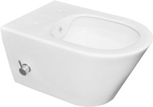 Saqu Wash 3.0 randloos hangtoilet met warm/koud water bidetkraan 35,5x53cm Mat wit