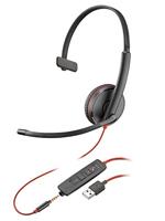 POLY Blackwire 3215 Headset Bedraad Hoofdband Oproepen/muziek USB Type-A Zwart