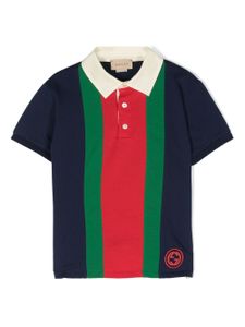 Gucci Kids polo à bords contrastants - Bleu