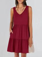 Loose Casual Plain Dress With No