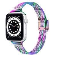 By Qubix - Stainless steel slim fit bandje - Multicolor - Compatible met Apple Watch 44mm / 45mm / 46mm / 49mm - Compatible Apple watch bandjes
