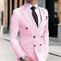 Voor heren Blazer liiketoiminta Cocktailparty Bruiloft Modieus Casual Lente Herfst Polyester Effen Kleur nappi Zak Comfortabel Dubbele rij knopen Blazer Licht Roze Geel Blozend Roze Koningsblauw Lightinthebox