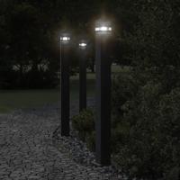 Buitenvloerlampen 3 st met stopcontact 110 cm aluminium zwart - thumbnail