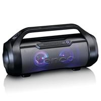 Lenco SPR-070 Boombox - IPX5 waterdichte Bluetooth Boombox - geïntegreerde 3000mAh batterij - 2 x 12 Watt RMS - FM-radio-ontvanger - lichteffecten - snoerloze muziekstreaming - zwart