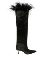 Alexander Wang bottes en satin Viola à détails de plumes - Noir - thumbnail