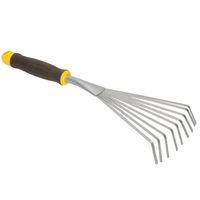 Mini gazonhark/bladhark met stalen tanden 40 cm    -