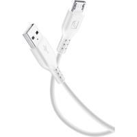 Cellular Line USBDATACMICROUSBW platte band datakabel met micro USB-poort (opladen/synchroniseren USB 2.0) 1m wit