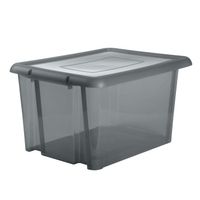 Kunststof opbergbox/opbergdoos grijs transparant L65 x B50 x H36 cm stapelbaar   -