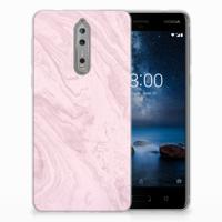Nokia 8 TPU Siliconen Hoesje Marble Pink - Origineel Cadeau Vriendin