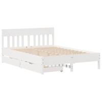 vidaXL Bedframe met hoofdbord massief grenenhout wit 140x200 cm, bed, bed ombouw, twijfelaar bed, bedbodem, slaapkamermeubel, 2 persoonsbed