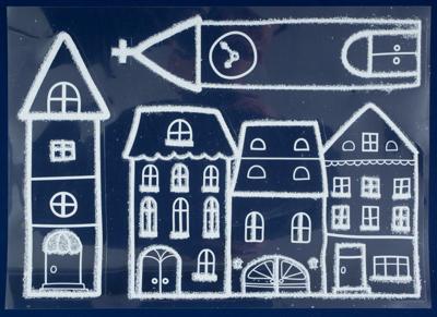 Peha stickers huisjes 28,5 x 40 cm PVC wit 3 delig