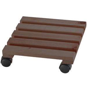 1x Planten trolleys/multirollers donkerbruin vierkant 30 x 30 cm voor harde vloeren