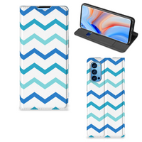 OPPO Reno4 Pro 5G Hoesje met Magneet Zigzag Blauw