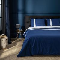 Presence Egyptisch Katoen Streep - Marine/Wit Lits-jumeaux XL (260 x 200/220 cm + 2 kussenslopen) Dekbedovertrek