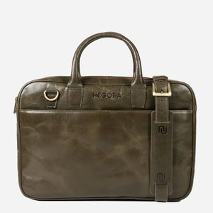 NEGOTIA Delta Leren Laptoptas 15' Aktetas Werktas Messsenger Bag Groen