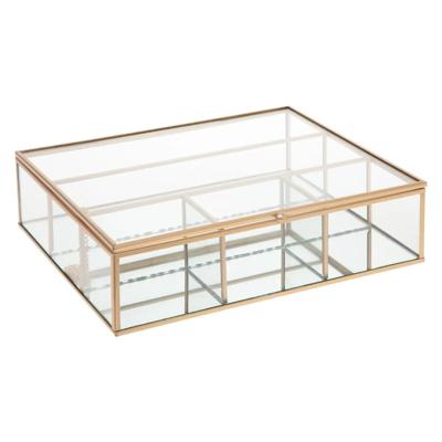 Sieradenkistje Glassic - 27 x 22 x 7 cm - transparant/goud - Juwelenkistje met deksel - vakjes Sieradenkistje Glassic - 27 x 22 x 7 cm - transparant/goud - Juwelenkistje met deksel - vakjes