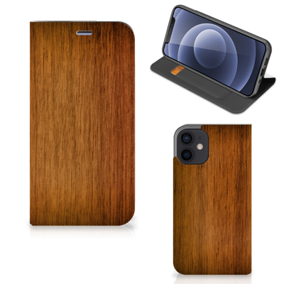 iPhone 12 Mini Book Wallet Case Donker Hout iPhone 12 Mini Book Wallet Case Donker Hout