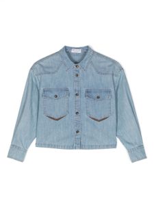 Brunello Cucinelli Kids chemise en jean à manches longues - Bleu