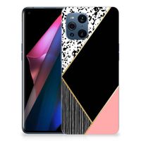 OPPO Find X3 | X3 Pro TPU Hoesje Zwart Roze Vormen - thumbnail