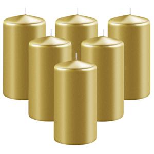 Enlightening Candles Cilinder/stompkaars - 6x - goud - D6 x H15 cm - 58 branduur