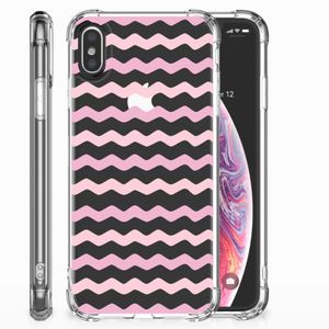 Apple iPhone X | Xs Doorzichtige Silicone Hoesje Waves Roze