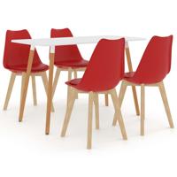 vidaXL 5-delige Eethoek rood