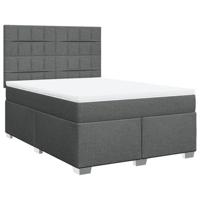 vidaXL Boxspring met matras stof donkergrijs 140x190 cm