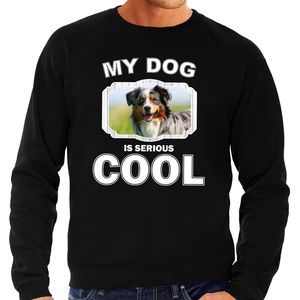 Honden liefhebber trui / sweater Australische herder my dog is serious cool zwart voor heren 2XL  -