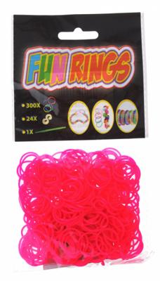 TOM loombandjes Fun Rings meisjes rubber donkerroze 325 delig