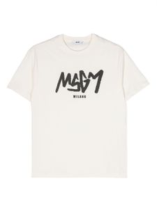 MSGM Kids t-shirt en coton à logo imprimé - Tons neutres