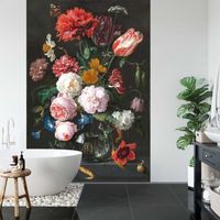 Naadloos Fotobehang Stilleven met bloemen in een glazen vaas