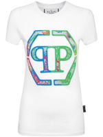 Philipp Plein t-shirt en coton à logo strassé - Blanc