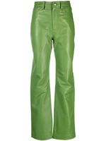 REMAIN pantalon en cuir à taille haute - Vert