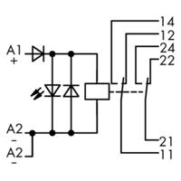 WAGO 789-312 Industrieel relais Nominale spanning: 24 V/DC Schakelstroom (max.): 8 A 2x wisselcontact 1 stuk(s) - thumbnail