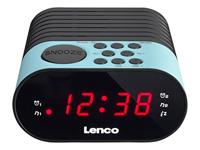 Lenco CR-07 wekkerradio met FM-tuner en LED-display, 2 wektijd, dubbel alarm, sluimerfunctie blauw/wit/roze zwart/normaal blauw