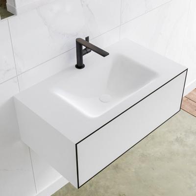 Badkamermeubel Lagom Hangend 80x30x45cm Wit Glans Solid Surface Wastafel Urban Lade Cloud 1 Kraangat Midden met 1 Lade Badkamermeubel Lagom Hangend 80x30x45cm Wit Glans Solid Surface Wastafel Urban Lade Cloud 1 Kraangat Midden met 1 Lade