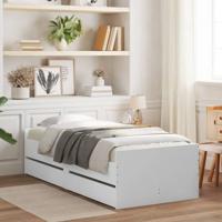 vidaXL Bedframe met lades wit 75x190 cm Small Single, bed, bed met opbergruimte, 1-persoons bedframe, 1-persoonsbed, slaapkamermeubilair, bedbodem