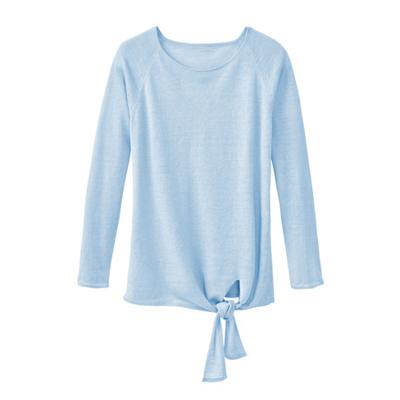 Luchtige linnen pullover met bindsluiting, lichtblauw 44/46