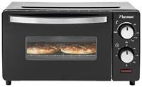 Bestron Grill Bakoven met boven- en onderwarmte, mini oven met 9 L, 800W, rvs / zwart