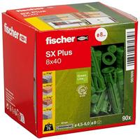 fischer spreidplug SX Plus Green 8 x 40, Doos met 90 duurzame pluggen, Universele plug gemaakt van hernieuwbare grondstoffen, optimale grip in beton, volle baksteen, cellenbeton en meer