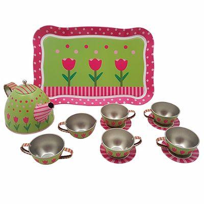 Tinnen theeservies - Tulpen